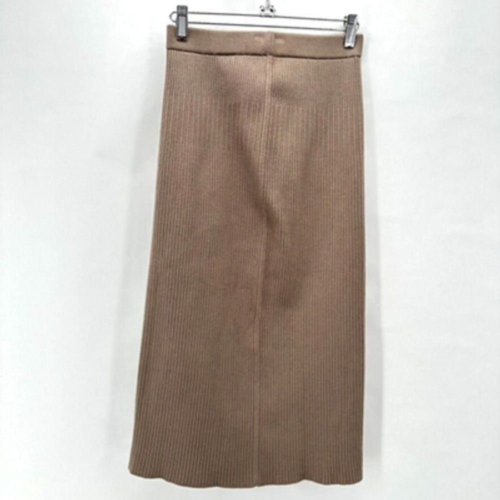 Uniqlo Bodycon Pencil Skirt‎ Womens Small Brown Ribbed Knit Midi Preppy Capsule - Picture 5 of 10